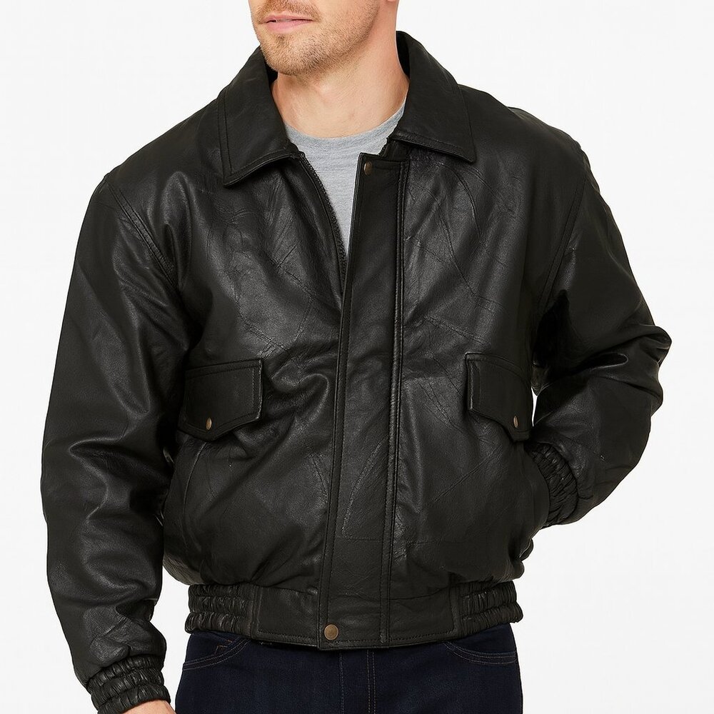 Genuine Leather Bomber Jacket for Men - Classic Leather Jacket